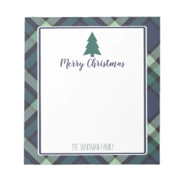 Tartan Karierte Weihnachten, Marine und Grüne Feie Notizblock
