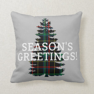 Tartan-karierter Weihnachtsbaum der Jahreszeit die Kissen