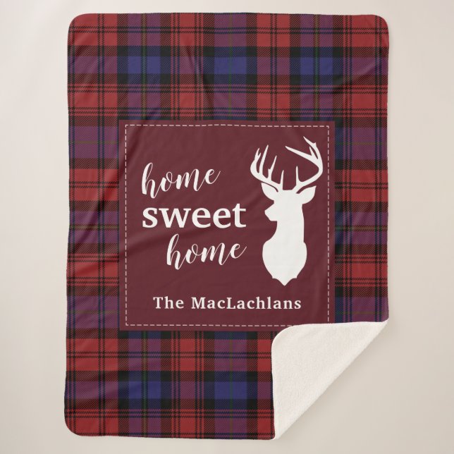 Tartan Karierter Weihnachtsklan MacLachlan Persona Sherpadecke (Vorderseite)