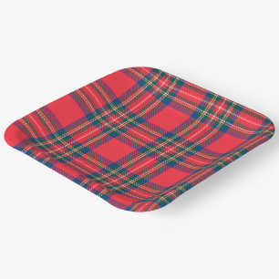 Tartan Karierter Weihnachtsurlaub Festlicher Spaß Pappteller