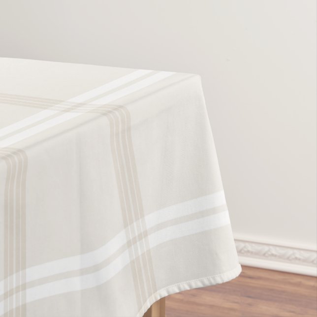 Tartan-kariertes Beige u. Weiß-Nr. 49 Tischdecke (Beispiel)