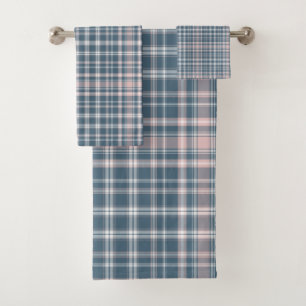 Tartan-kariertes Blau-, rosa u. Weiß-Nr. 45 Badhandtuch Set