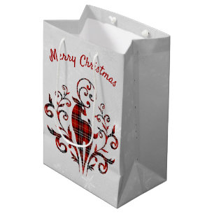 Tartan Kariertes Hirsch über Snowflake Design Mittlere Geschenktüte