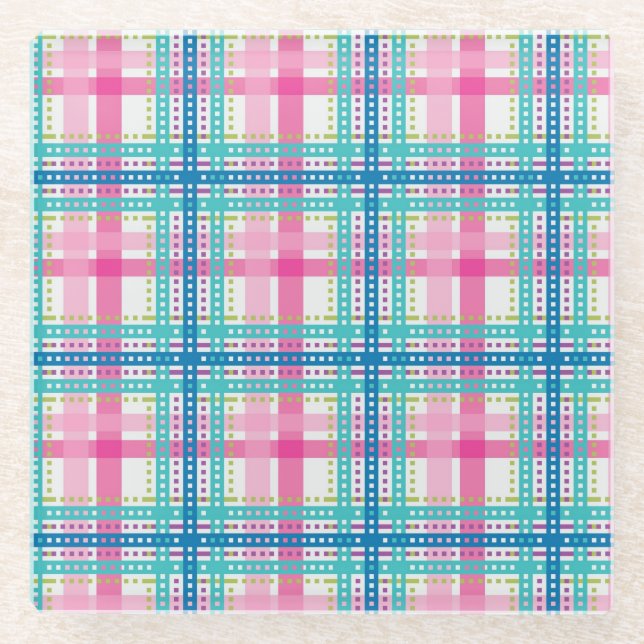 Tartan, kariertes Muster Glasuntersetzer (Vorderseite)