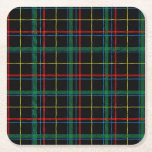 Tartan Kariertes Muster, grün, Rechteckiger Pappuntersetzer
