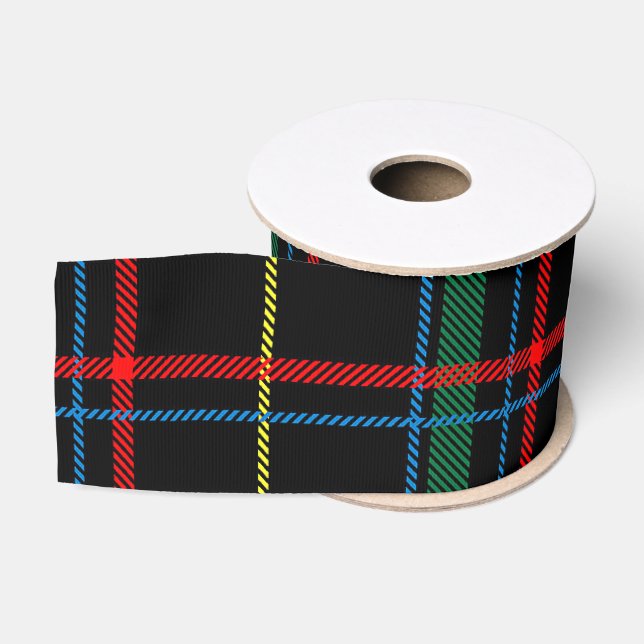 Tartan Kariertes Muster, grün, Ripsband (Spule)