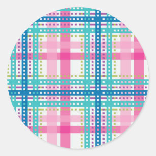 Tartan, kariertes Muster Runder Aufkleber