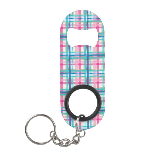 Tartan, kariertes Muster Schlüsselanhängerflaschenöffner (Vorderseite)