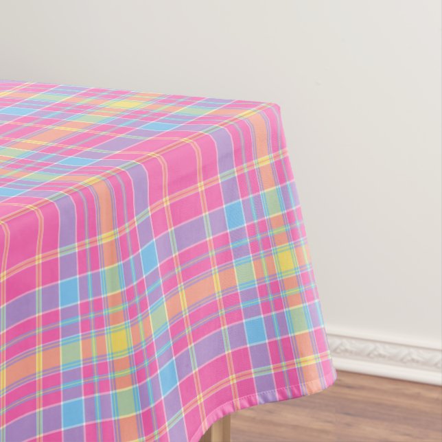 Tartan-kariertes rosa, blau, lila, Gelb-Nr. 53 Tischdecke (Beispiel)
