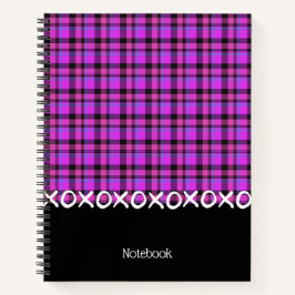 Tartan kariertes rosa-schwarzes Notebook Notizbuch