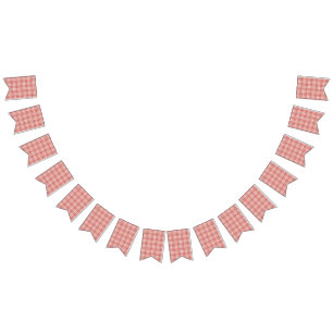 Tartan-kariertes Rot-, Orange u. Weiß-Nr. 64 Wimpelkette