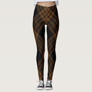 Tartan kariertes Trendy diagonales schwarzes Brown Leggings