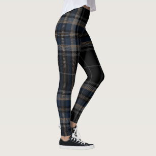 Tartan-kariertes Trendy schwarzes Blau Leggings