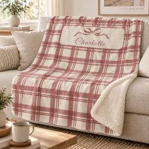 Tartan Karo Creme Staubrot Schleife Weihnachten Sherpadecke