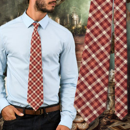 Tartan-Karo-Design in Bordeauxrot und Creme Krawatte