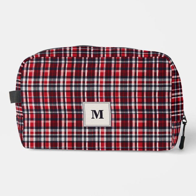Tartan Karo Gemustert Stilvoll Mit Monogramm Waschbeutel (Vorderseite)