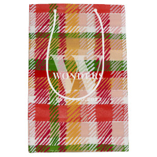 Tartan-Karo individuelles Monogramm Outdoor-Event- Mittlere Geschenktüte