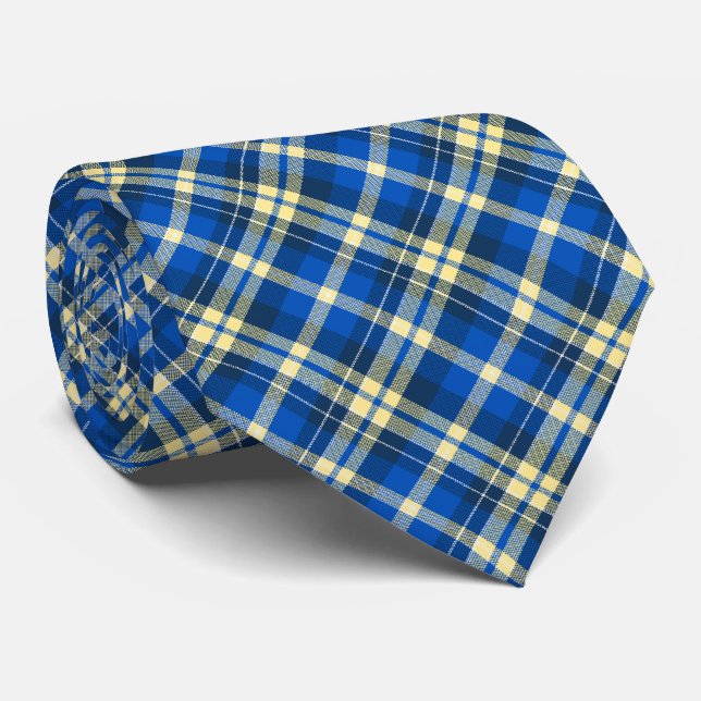 Tartan Karo Kariert Royal Blue Zweiseitig Krawatte (Gerollt)