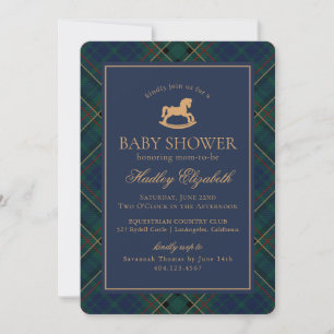 Tartan-Karo-Klassiker Schaukelpferd Baby Shower Einladung