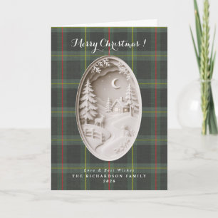 Tartan Karo moderne 3D Papierausschnitt Weihnachte Karte
