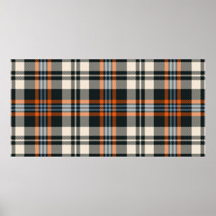 Tartan-Karo-Muster Herbst in Schwarz, Orange, Blau Poster