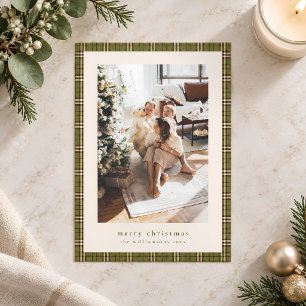Tartan Karo Olivgrün Frohe Weihnachten Foto
