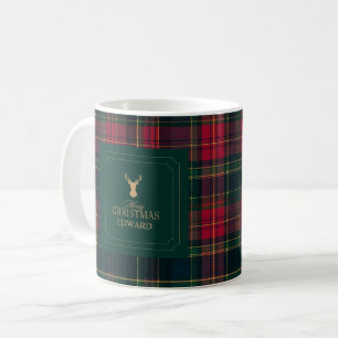 Tartan-Karo-personalisierter Weihnachts-Familienbe Kaffeetasse