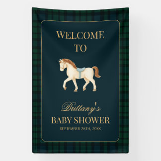 Tartan-Karo-Pferd-Baby-Shower-Willkommen Banner
