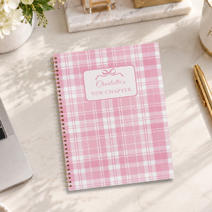 Tartan Karo Rosa Schleife Neues Kapitel Notizbuch