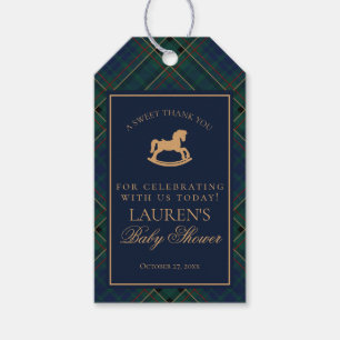 Tartan-Karo-Schaukelpferd-Babyparty-Geschenke Geschenkanhänger
