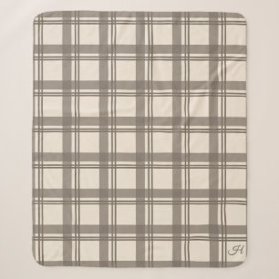 Tartan Karo Taupe Creme Monogrammiert Sherpadecke