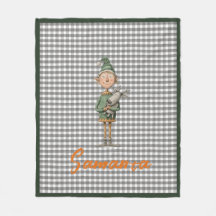 Tartan-Karo-Weihnachtself Reindeer grau weiß Name