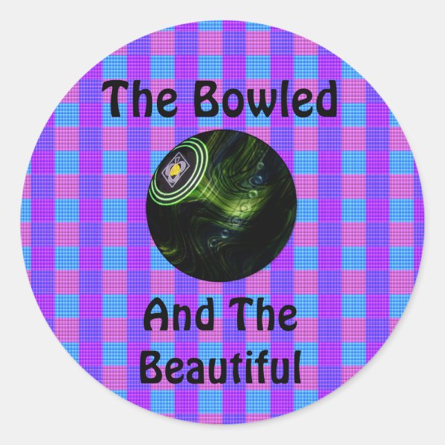 Tartan Lawn Bowls Bowled Beautiful Design, Runder Aufkleber (Vorderseite)