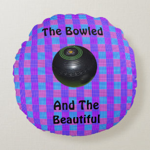Tartan Lawn Bowls Bowled Beautiful Design, Rundes Kissen