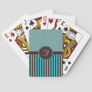 Tartan, leicht Aquamarin und Schokolade braun Spielkarten