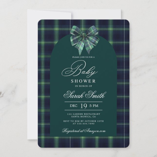 Tartan Luxury Baby Shower Invitation Einladung (Vorderseite)