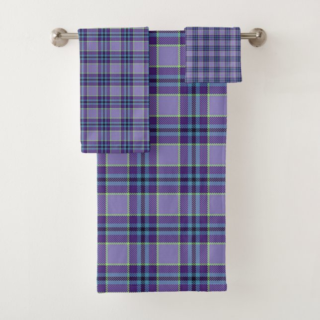 Tartan mauve plaid 1 dans les tons lavande et bleu (En situation)