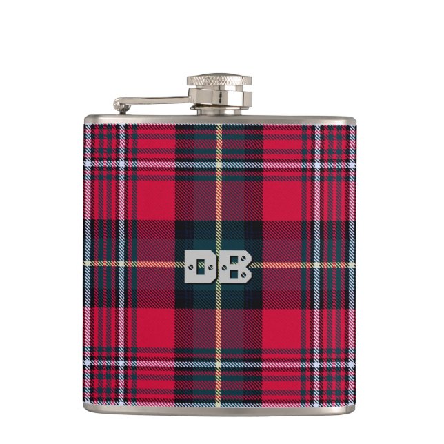 Tartan mit/aus Ihren Initialen(n) Flachmann (Vorderseite)
