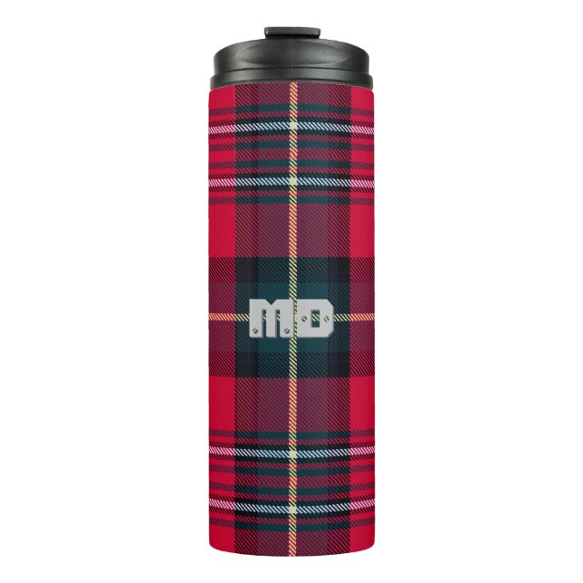 Tartan mit (oder ohne) Ihren Initialen Thermosbecher (Vorderseite)