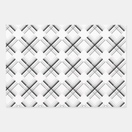 Tartan moderne Geometrie in Lilac weiß und schwarz Geschenkpapier Set
