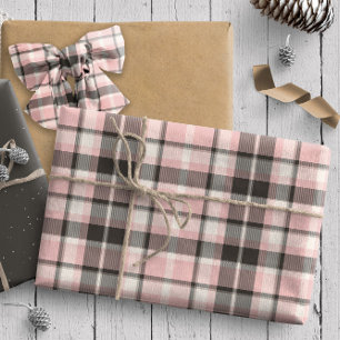Tartan Muster10 Rosa und Grau ID210 Geschenkpapier
