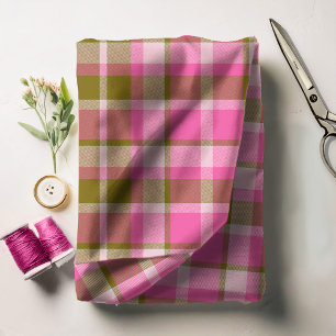 Tartan Muster Hot Pink and Olive ID210 Stoff