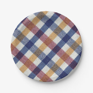 Tartan Muster in mehrfarbigen Farben Pappteller