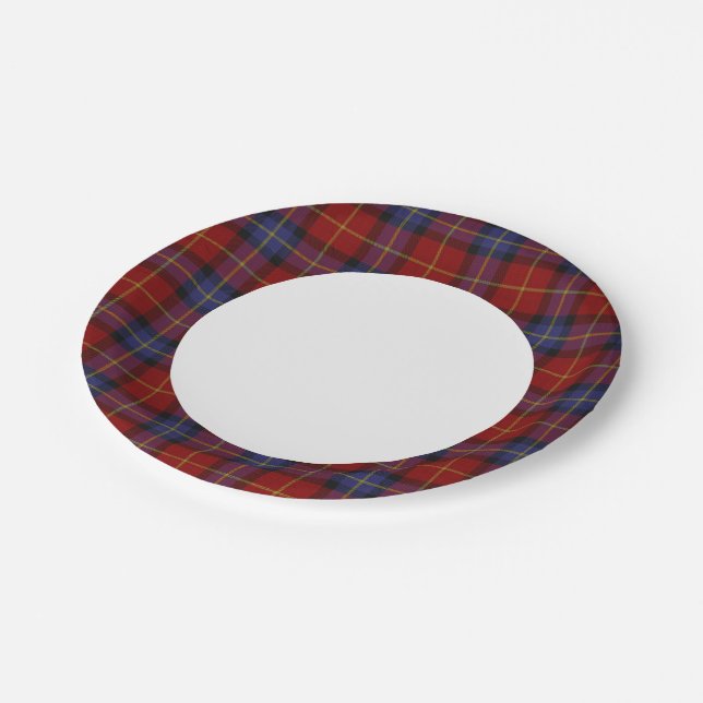 Tartan-Muster Pappteller (Schrägansicht)