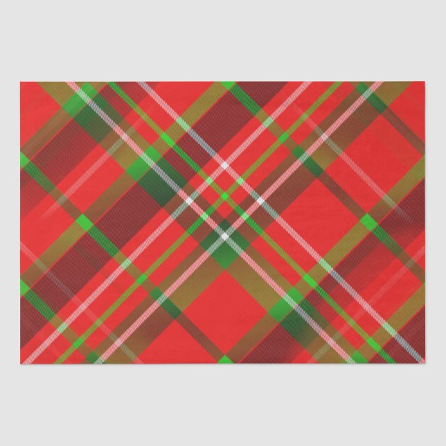Tartan-Muster Red Green Gold Kariert Seidenpapier (Vorderseite)