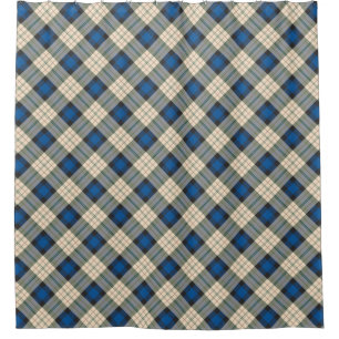 Tartan-Muster - traditionelles blaues Beige Duschvorhang