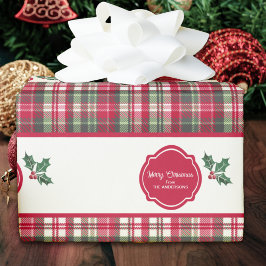 Tartan-Muster und heilig personalisierte Weihnacht Geschenkpapier