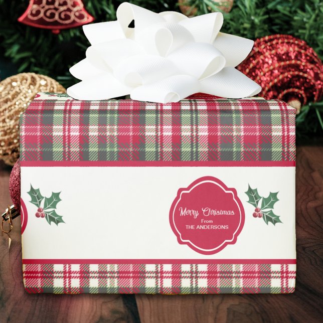 Tartan-Muster und heilig personalisierte Weihnacht Geschenkpapier (Von Creator hochgeladen)
