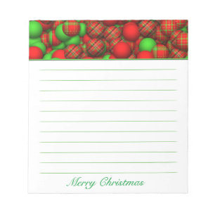Tartan-Muster-Weihnachtsbaum-Verzierungen Notizblock