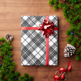 Tartan Musterferien Weihnachten Schwarz-weiß Geschenkpapier